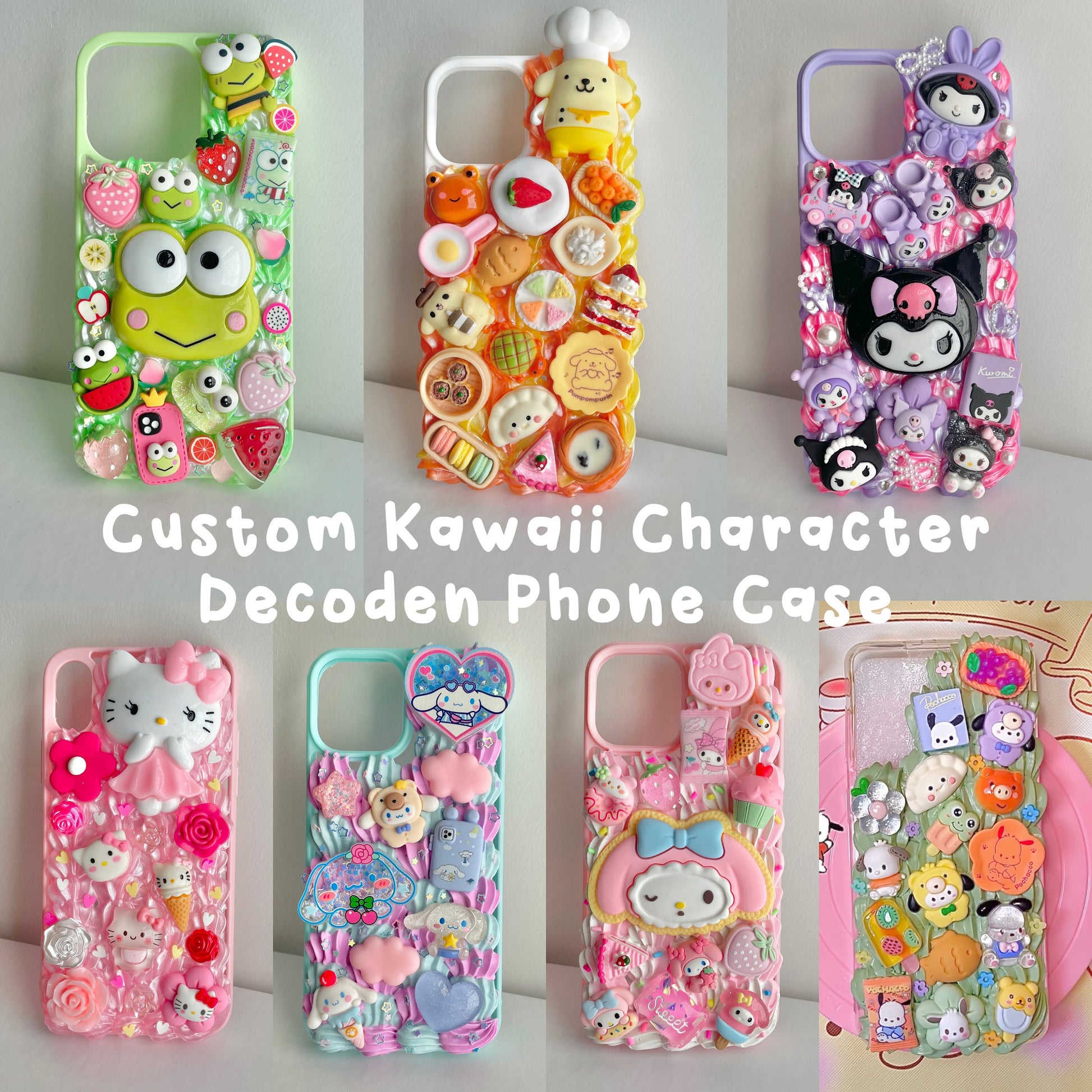 Custom Kawaii Character Decoden Phone Case (Read description before  ordering)